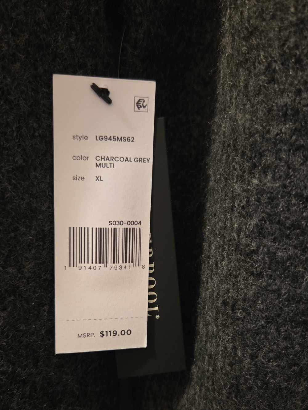 Charcoal Grey Wool Blend Sweater - Size XL